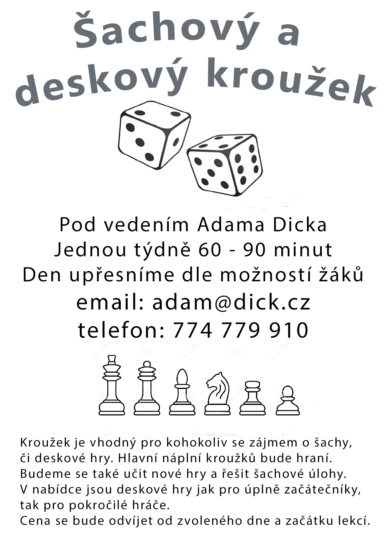 leták kroužek deskové hry a šachy